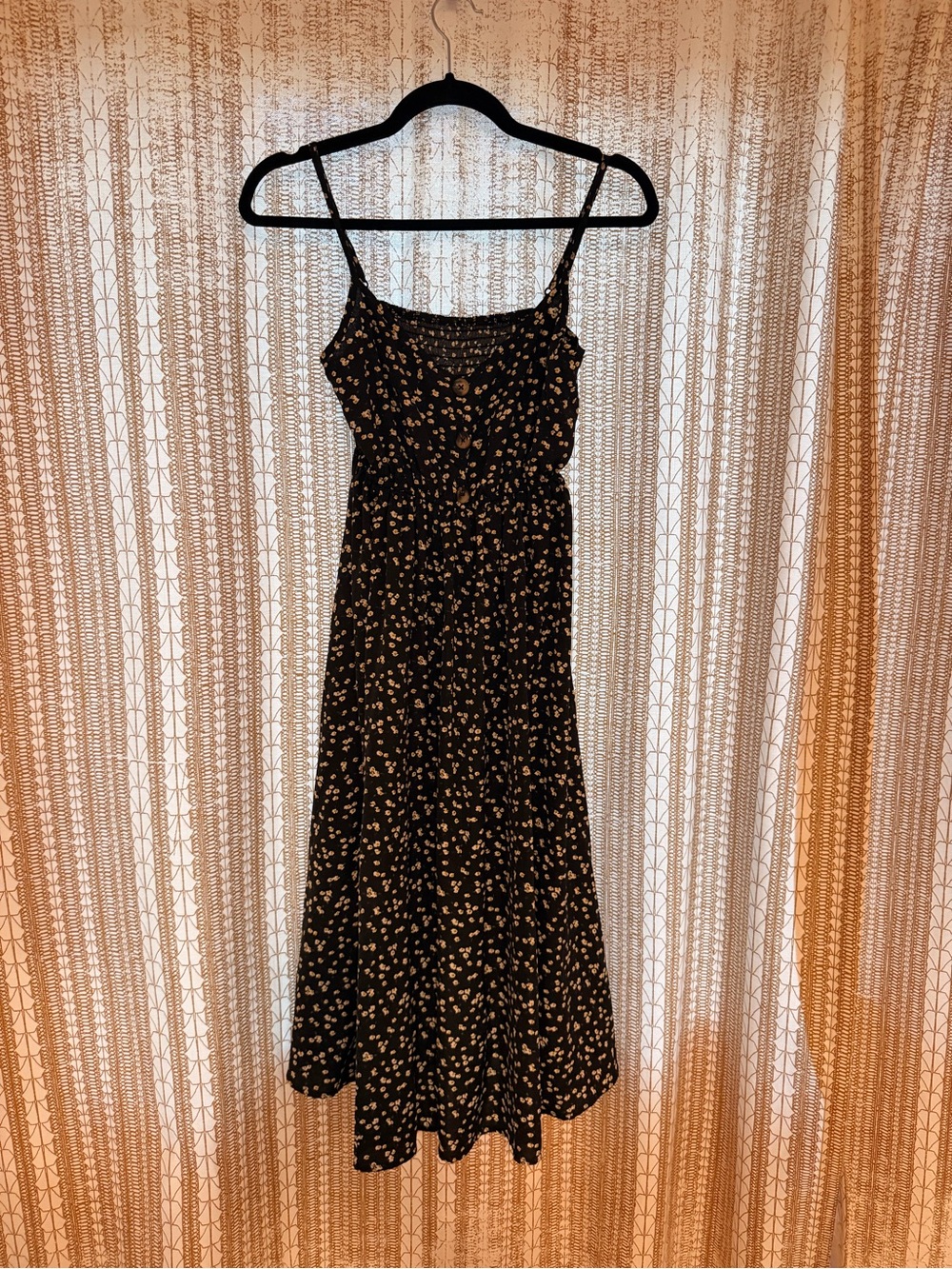 SHEIN Black Maxi Dress with Tan Floral Print